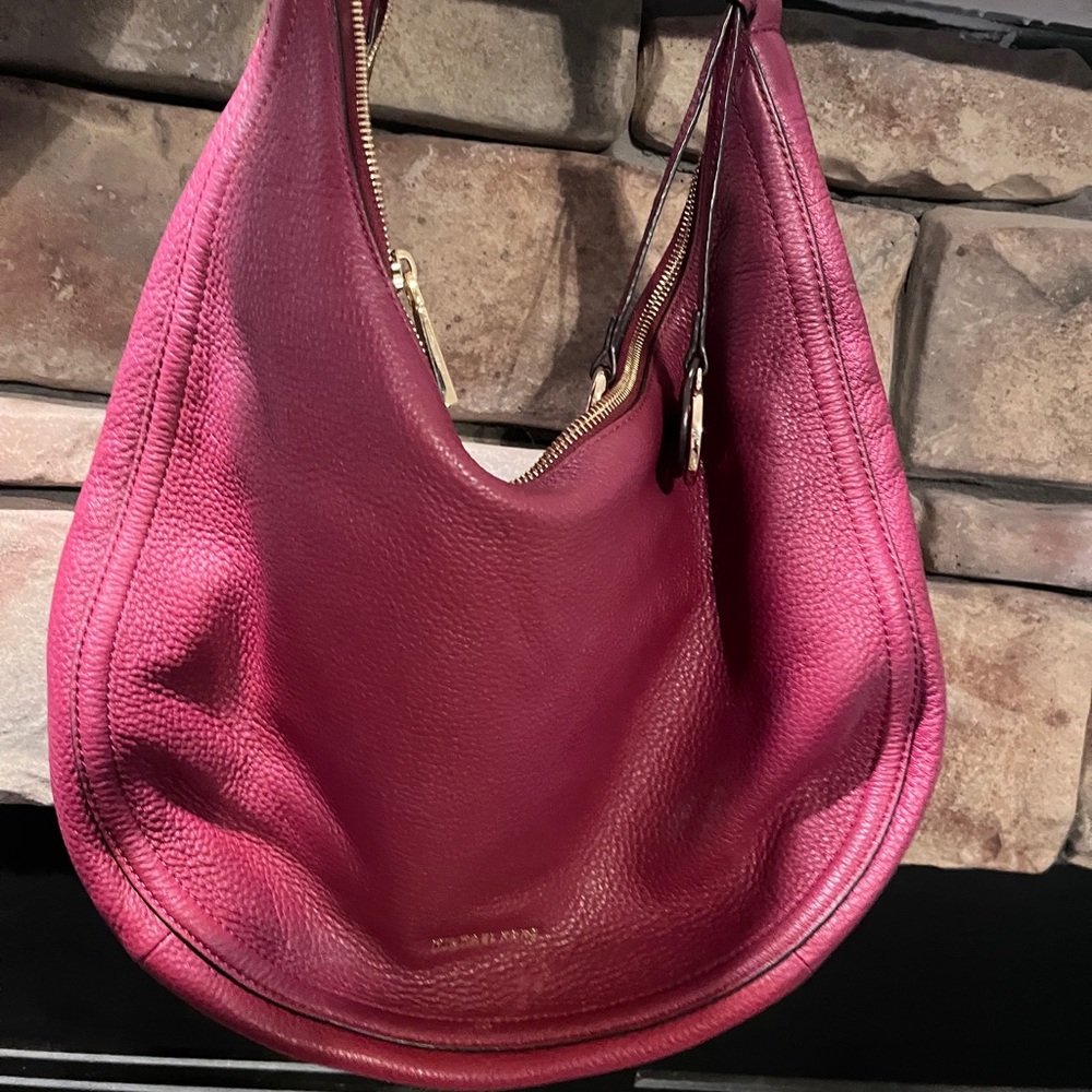Burgundy Michael Kors Leather Hobo Bag
